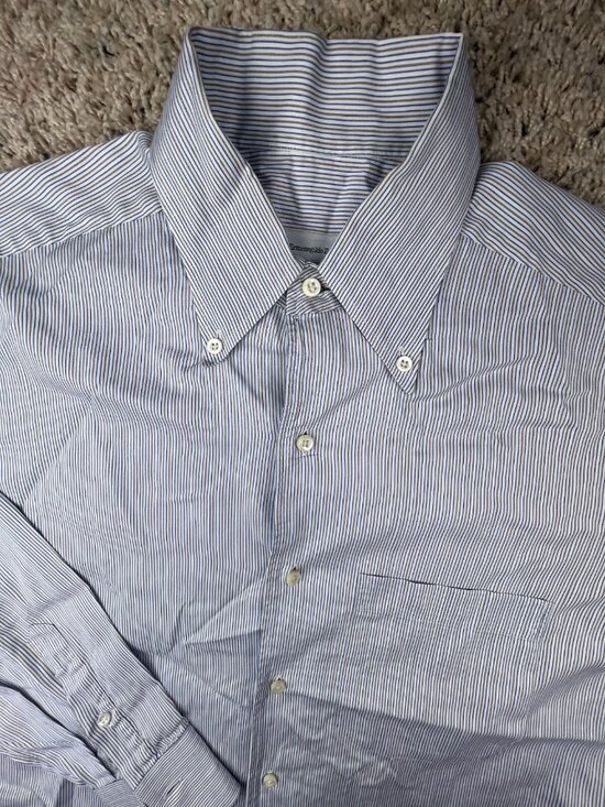 Ermenegildo Zegna Other - Ermenegildo Zegna Su Misura Button Up Shirt Striped Blue Gold Portofino Comfort